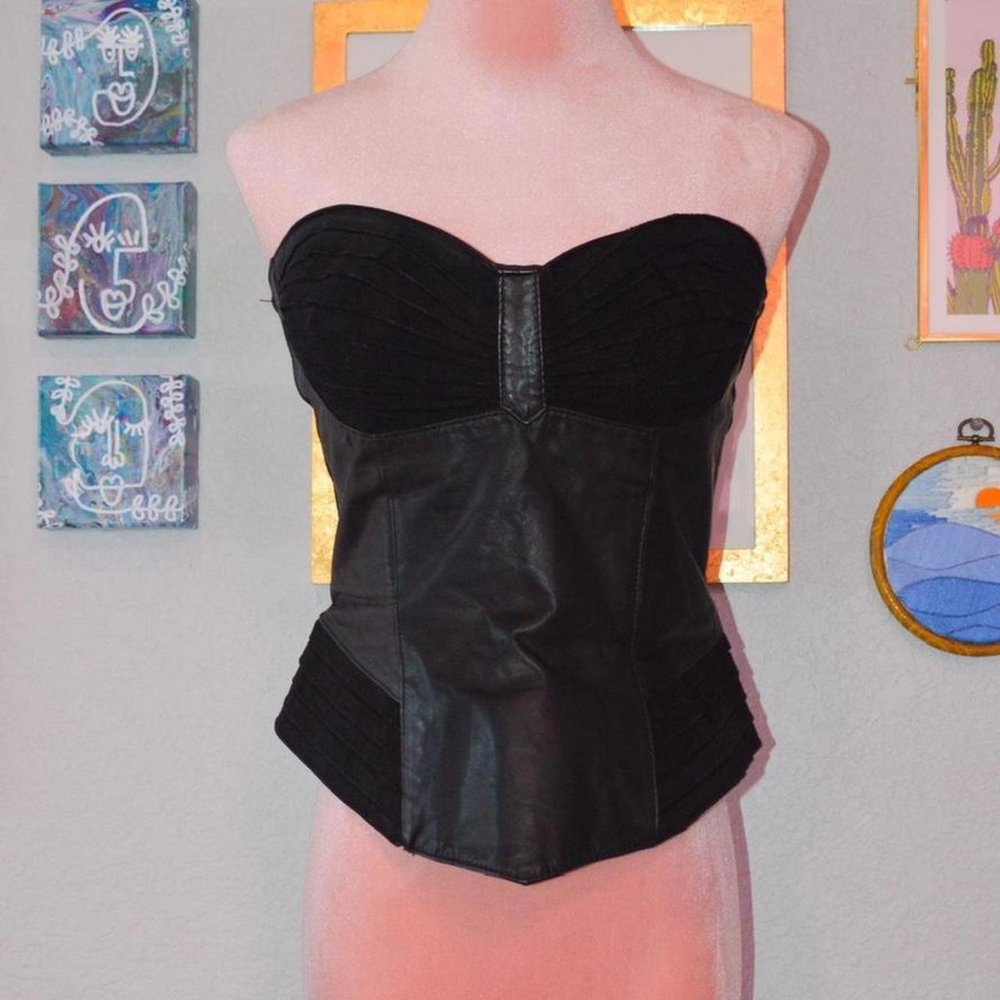 Deadstock Chia Black Leather Corset